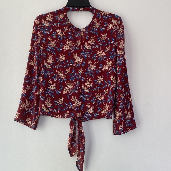 Madewell Burgundy Fall Floral Blouse Top XXS - Picture 7 of 10